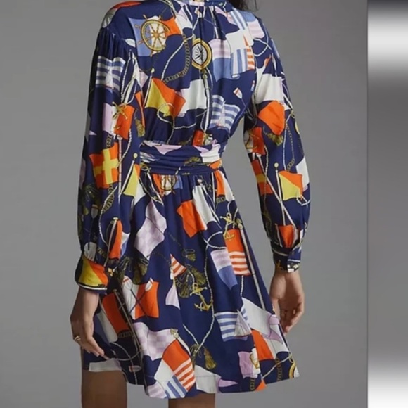 Anthropologie Maeve nautical Mini Shirtdress xsmall - Picture 5 of 14